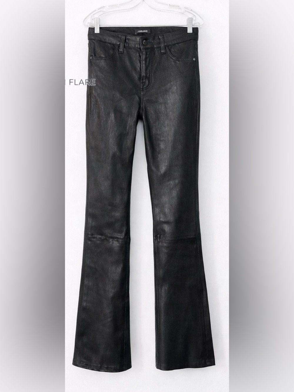 J Brand Black Leather High-Rise Slim Flare Pants lamb leather size 26